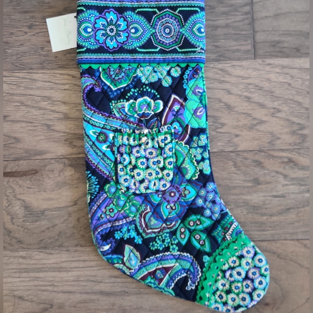 NWT Vintage Vera Bradley Christmas Stocking in Blue Rhapsody